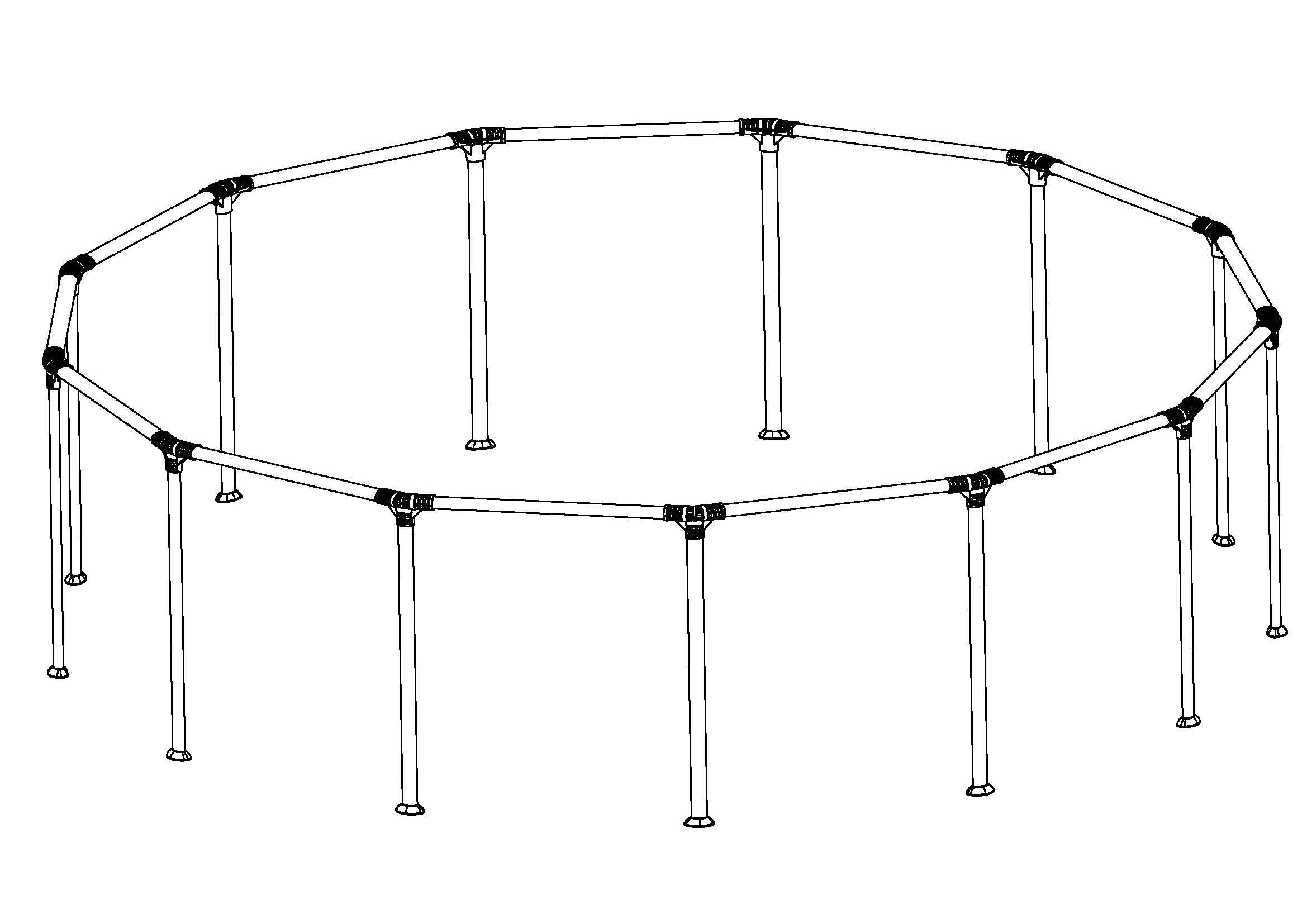Power Steel & Steel Pro MAX 13' x 42 Above Ground Round Pool Frame Set Replacement. Gray (Footings and T-Connectors)