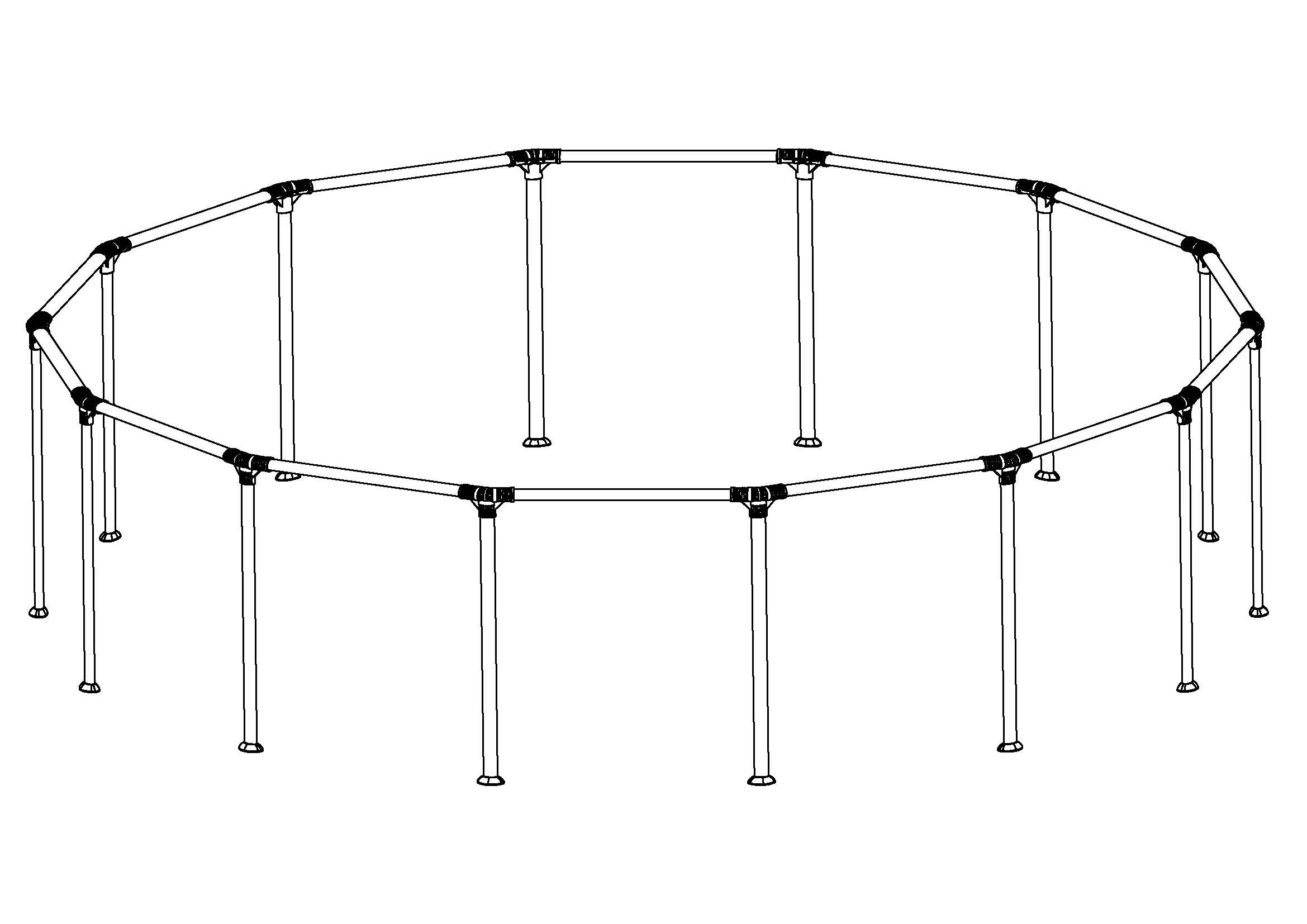 Steel Pro MAX 14' x 33. 14' x 42 & 14' x 48 Above Ground Round Pool Frame Set Replacement. Gray (Footings and T-Connectors)