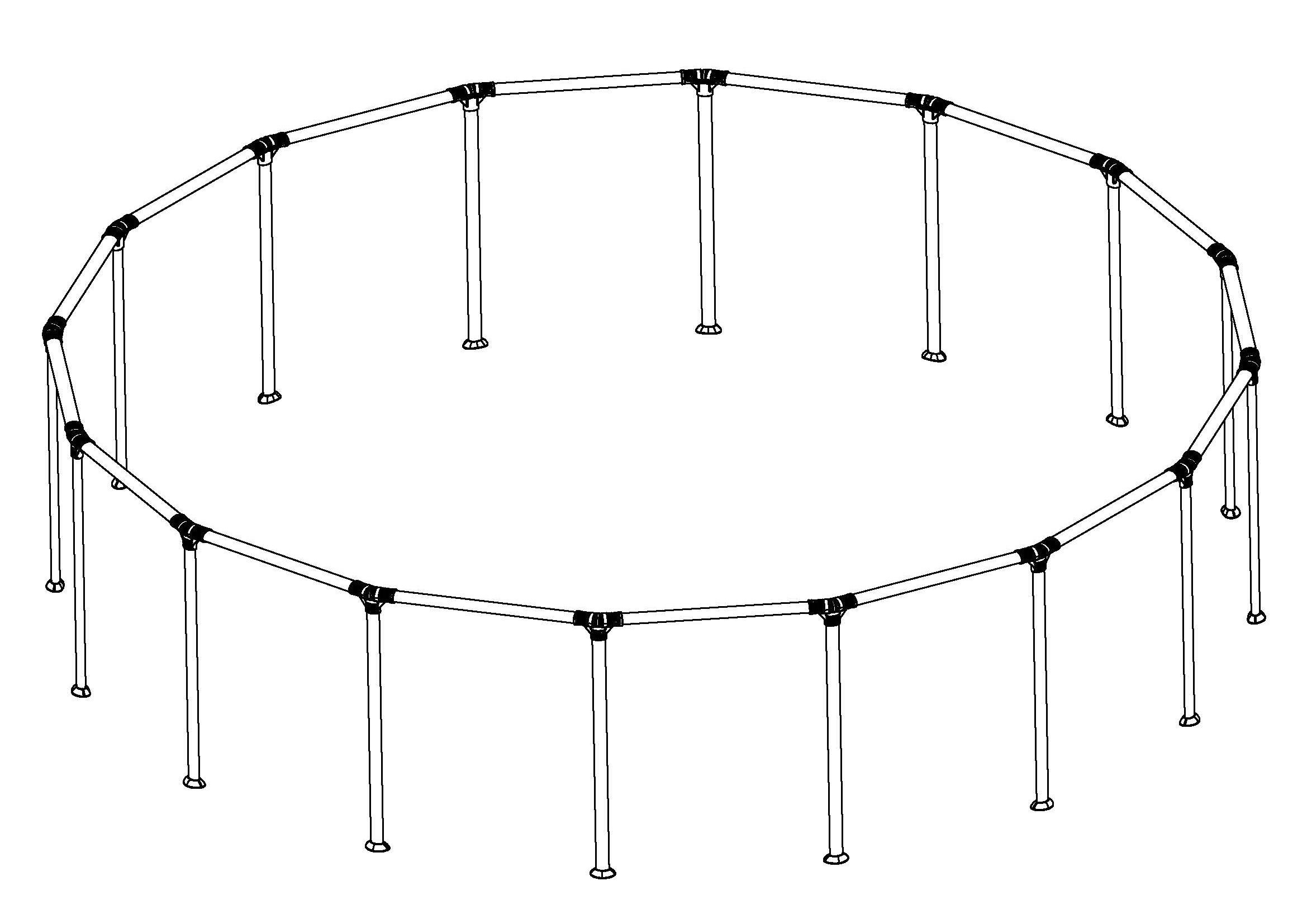 Power Steel and Steel Pro MAX 16' x 48 Above Ground Round Pool Frame Set Replacement. Dark Gray (Top Rail and Vertical Legs)