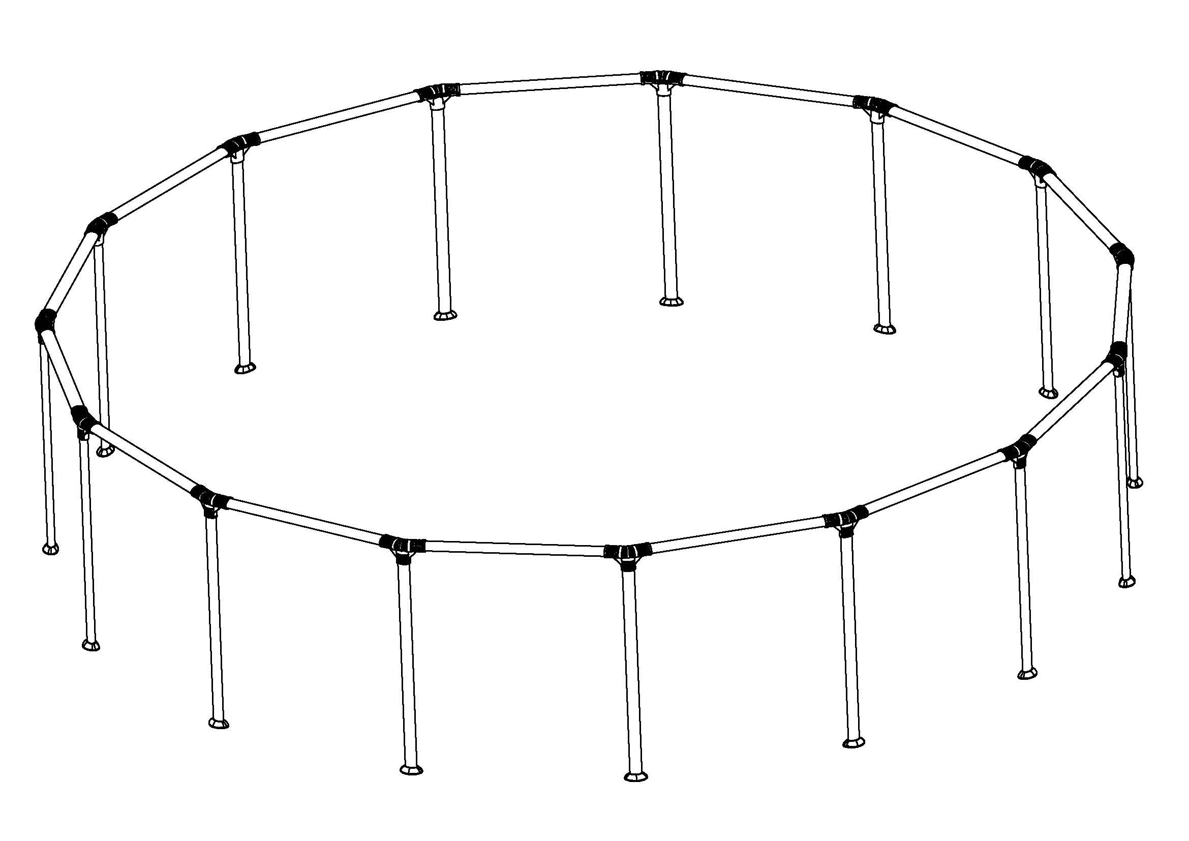 Steel Pro MAX 15' x 48 Above Ground Round Pool Frame Set Replacement. Gray (Top Rails and Vertical Legs)