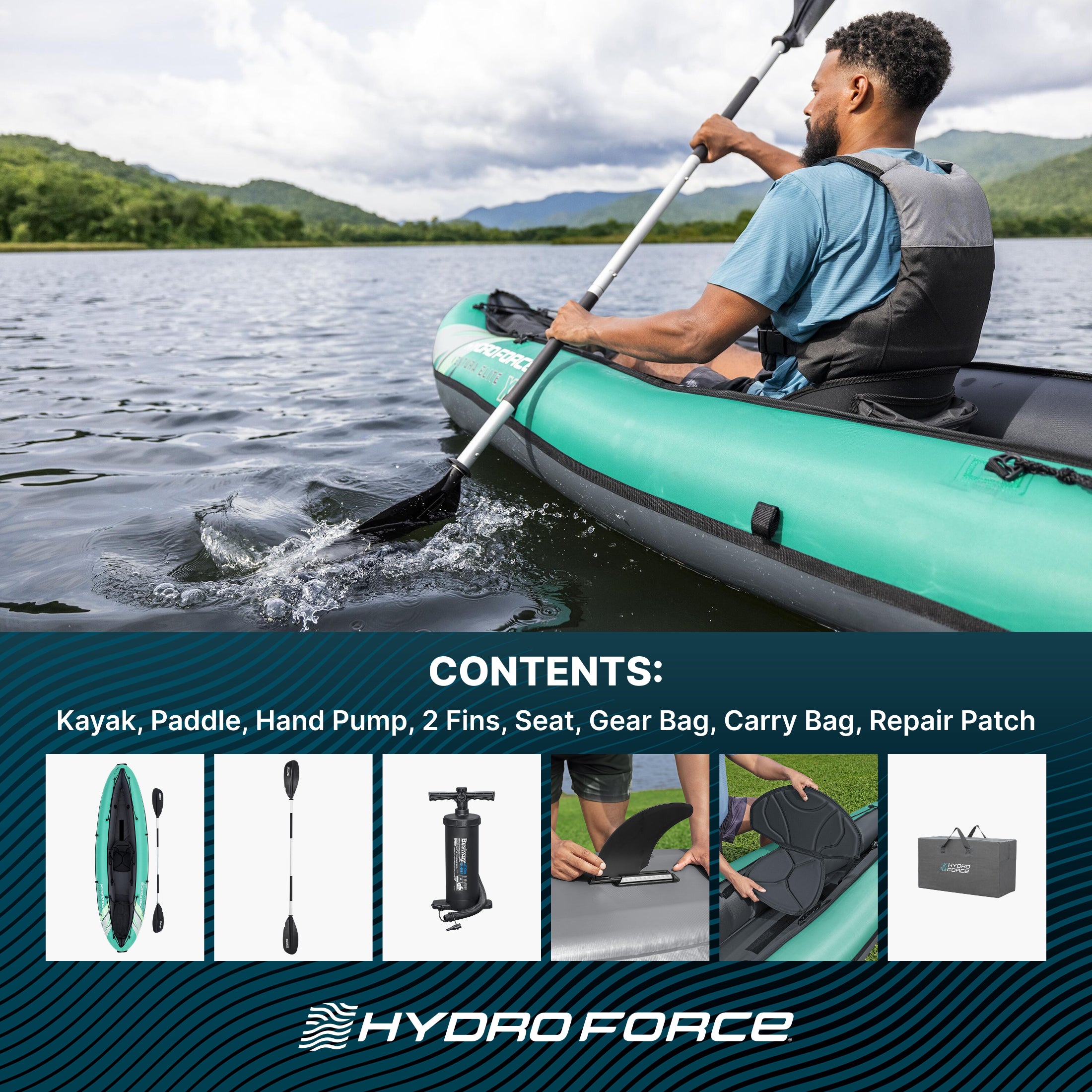 Hydro Force Ventura Elite X1 Inflatable 1-Person Kayak Set 9'2 - Image 8